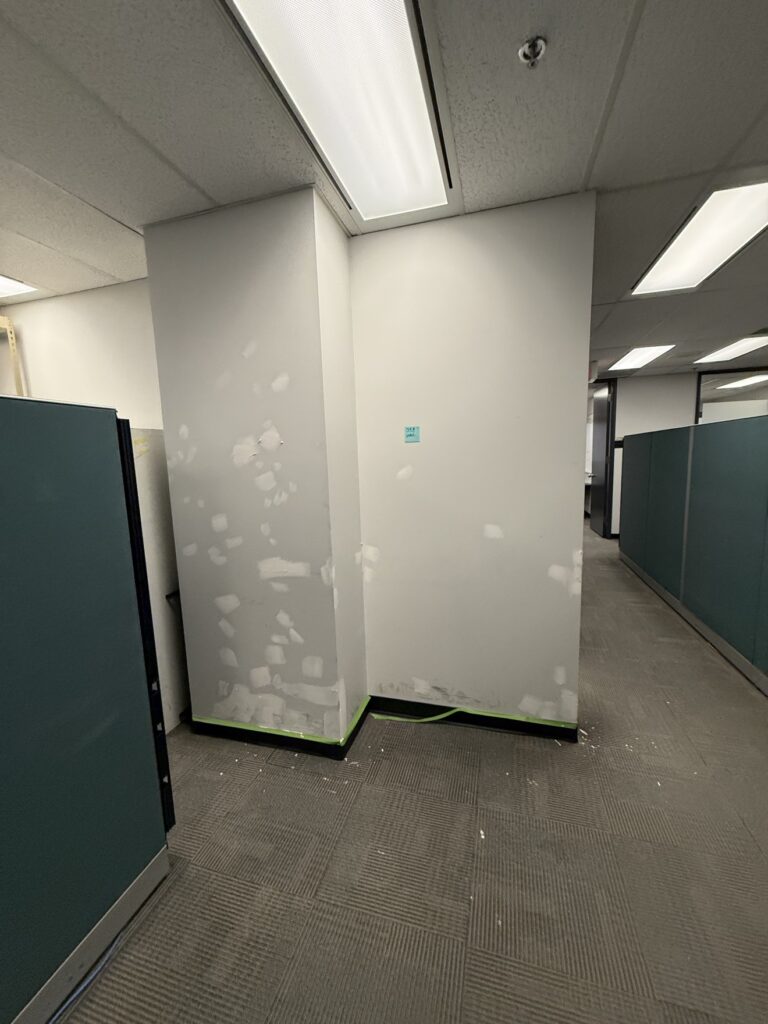 Commercial drywall repair and patching by Renovo Painting Inc, Calgary